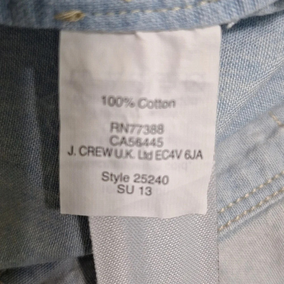 Madewell Blue Light Wash Coastal Grunge Chambray Denim Button Down Shirt Size XS - Picture 9 of 9